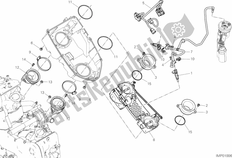 Alle onderdelen voor de Gasklephuis van de Ducati Multistrada 950 USA 2018